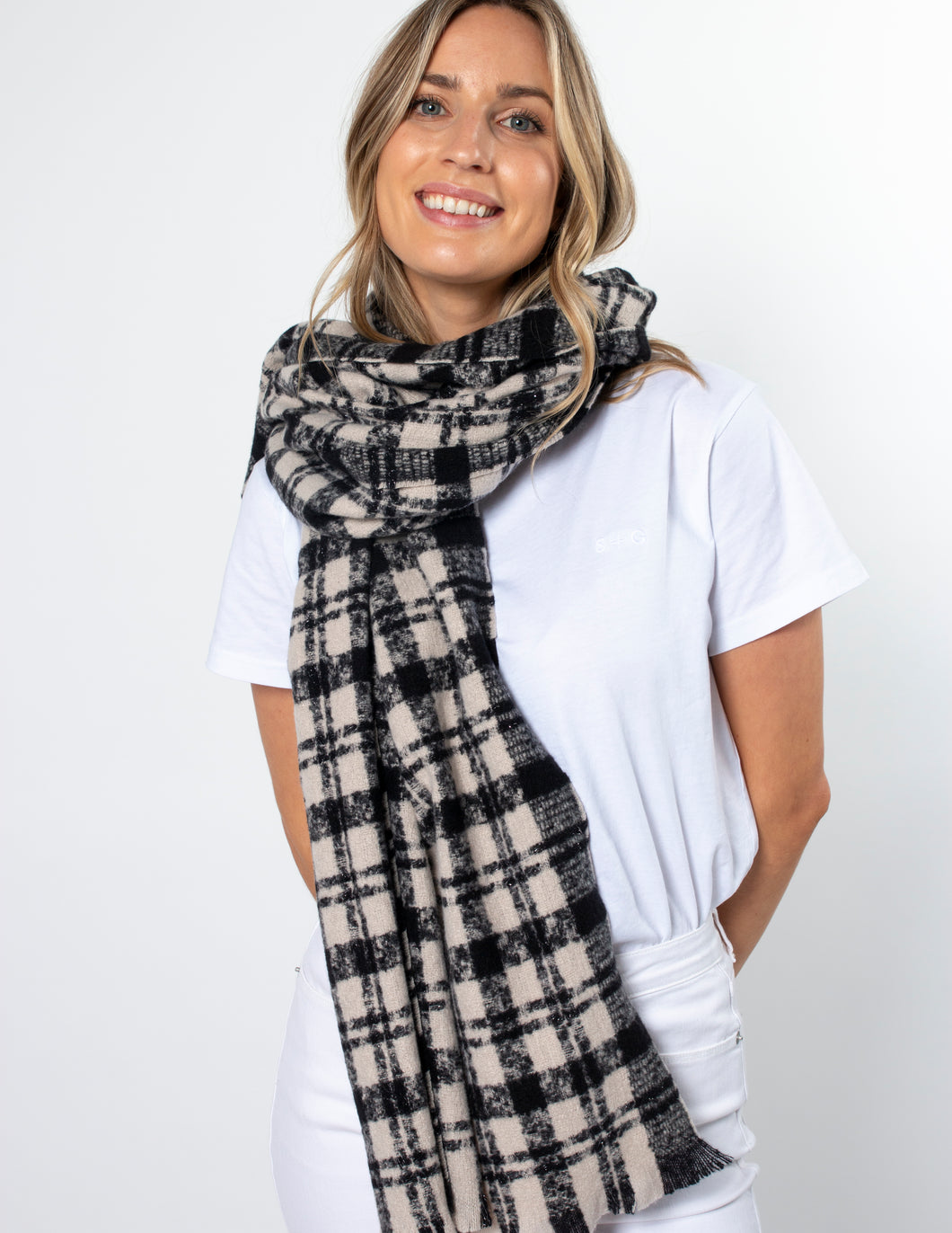 Stella + Gemma Scarf - Criss Cross Black and White