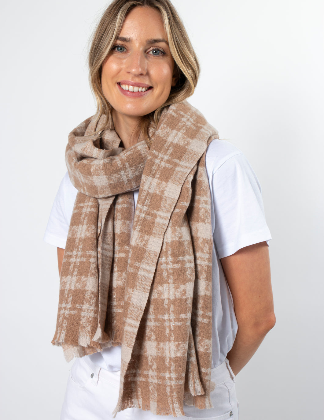 Stella + Gemma Scarf - Criss Cross Blush and Cream