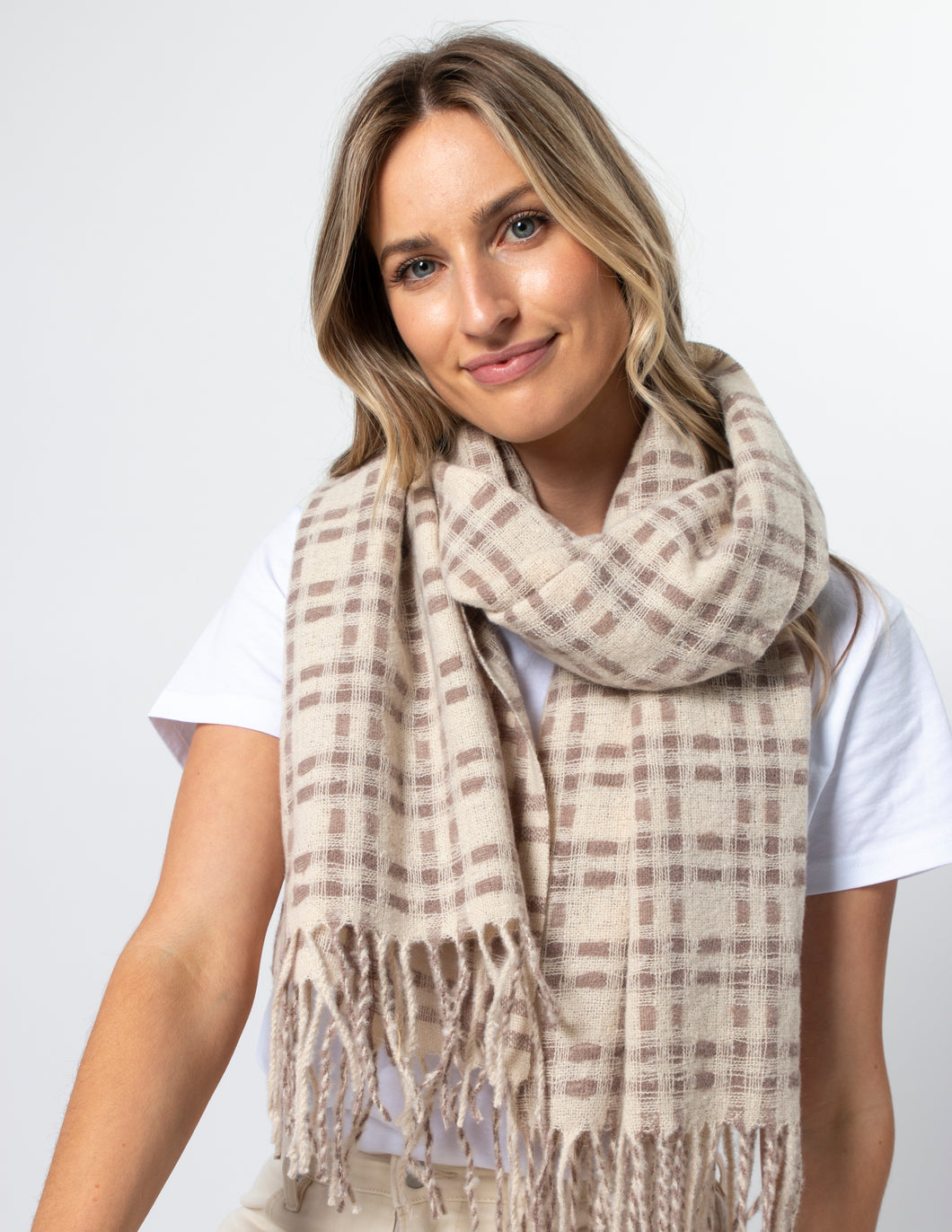 Stella + Gemma Scarf - Noughts and Crosses - Ivory