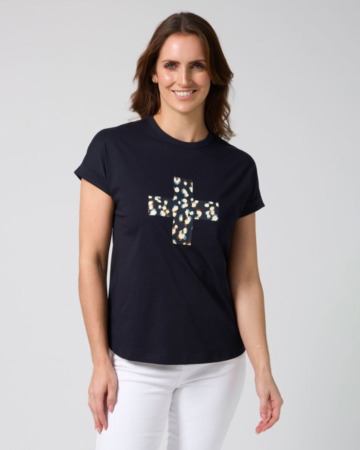 Stella + Gemma Soho T-Shirt - Leopard Cross - Deep Navy
