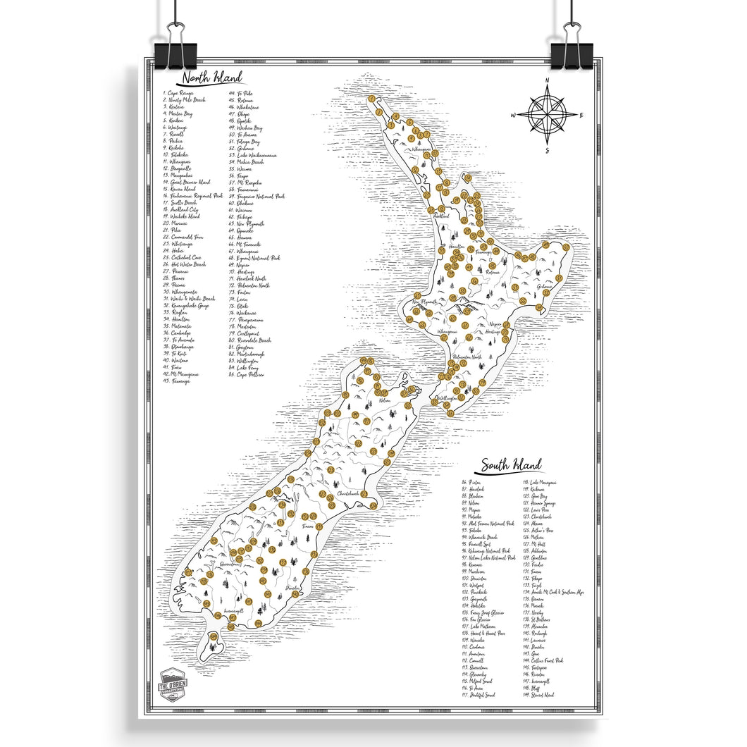 NZ Scratch Map - Classic
