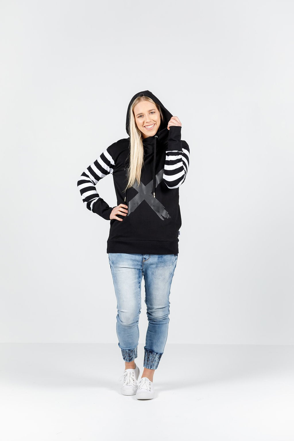 Homelee Hooded Sweatshirt - Black with Black X