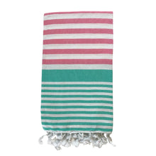 Load image into Gallery viewer, Izzy and Jean Turkish Towel - Sofia Pink Turquoise
