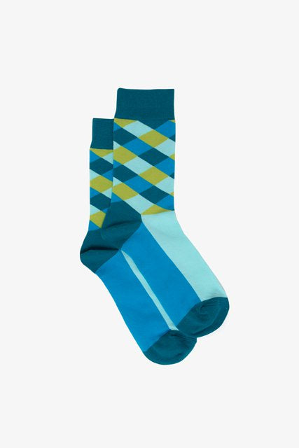 Antler Mens Socks Diamonds - Teal/Blue