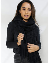 Load image into Gallery viewer, Stella + Gemma Crochet Scarf - Black
