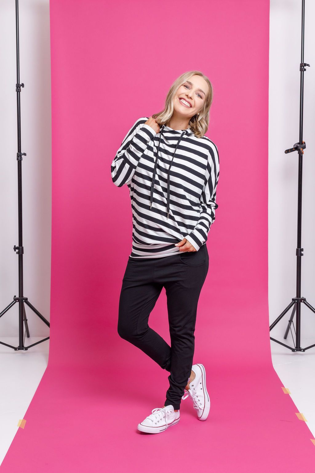 Homelee Ellen Tee - Black & White Stripe | Pink Lemonade – Pink ...